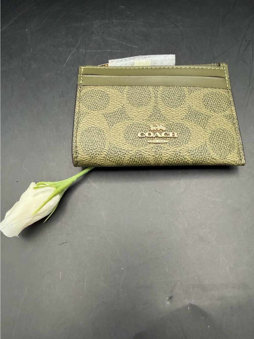 Coach Signature Canvas Olive Mini Skinny ID Card Case